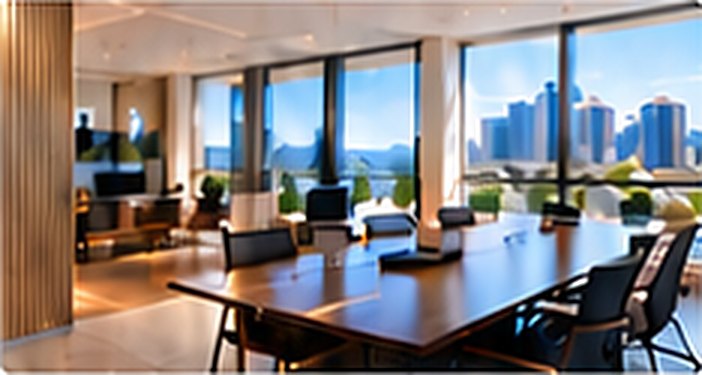 Sala de reunião com vista para a cidade (imagem ilustrativa)